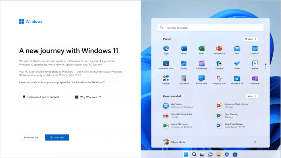 Image illustrating the retirement of windows 10 and the new journey into windows 11