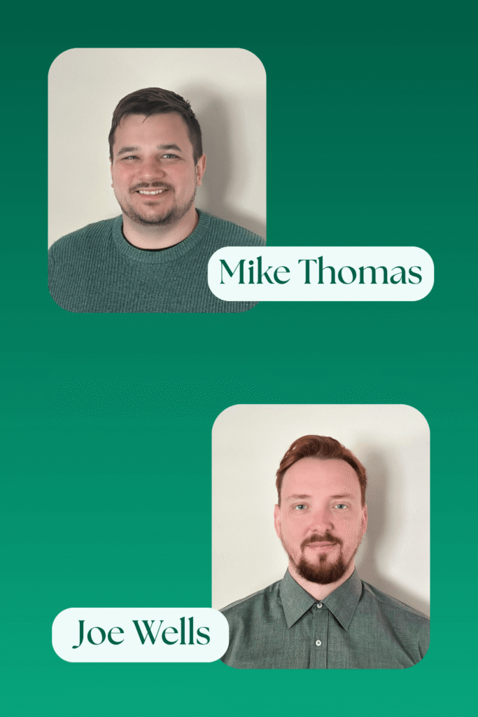 Photo Of Both Tech Tutors With names attached Image with photos of the two Tech Tutors with nameplates attached